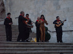 A band performs on the street during the festivals of Burgos.