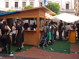 Outdoor tapas stands during the festivals of Burgos.