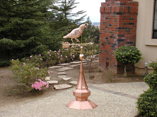 custom copper finial with quail weathervane. Location:  Salinas, CA. Custom built by The Metal Shoppe, The Copper Specialists!