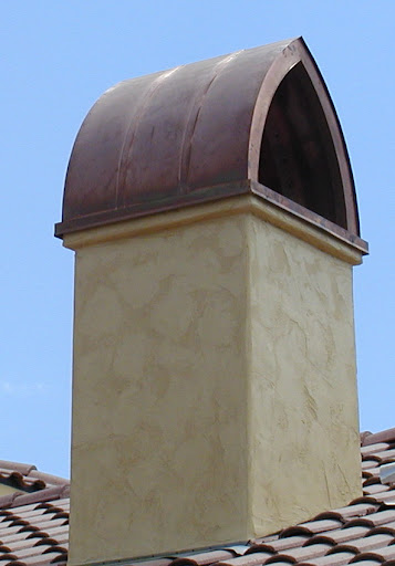 custom copper mission style chimney top. Location:  Fresno, CA. Custom built by The Metal Shoppe, The Copper Specialists!