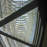 Looking up at the roof of the Tokyo International Forum's Glass Hall