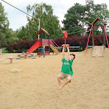 Kai enjoying the zip line at Letna Park