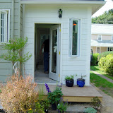 Entrance to the sunroom, with landscaping half finished