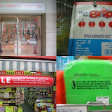 Friday, 6/25: The shops in Shibuya provided some great examples of "Japlish:" English is very fashionable in Japan, and whether the words make any sense is not important. Clockwise from the top, these read as follows:  * "White Trash Charms Japan"  * "How to Grip: There is a thing which cannot be used depending on form"  * "picnic box ... Let's take the lunch to your postl [sic]. It's turn into your powerful energy. Being depressed won't get you anywhere. Chain up and cheer up!"  * "SALE - A professional art-raising the quality and controlling the price. Unique ideas and techniques made impossible things possible. For the sake of irreplacable persons, we'll dramatize a specially preserved extravagance."