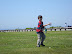 Kai flying his kite at Brenton Point in Newport
