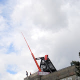 A giant metronome sculpture at the site of an old Stalin statue in Letna Park