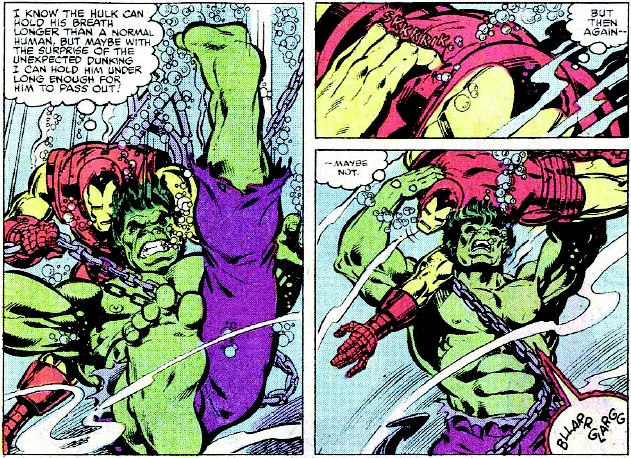 Underwater Hulk translation: 'BLLARR GLARGG' = 'HULK SMASH'