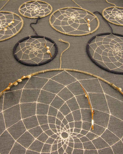 Give the gift of sweet dreams and sweet smelling drawers with Stephanie’s dream catchers and cedar sachets (next image).