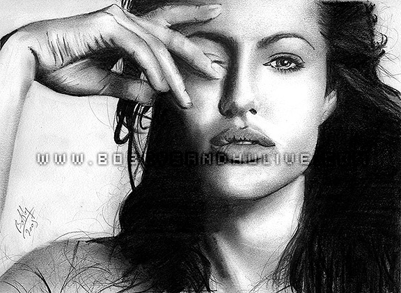 American actress Angelina Jolie pencil portrait. Share and Enjoy: