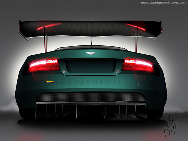 Aston Martin DB9 vexel drawing rear side digital wallpapers