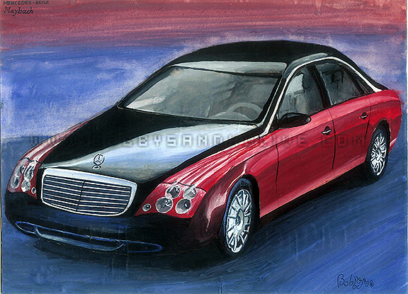 Mercedes Maybach watercolor painting Mercedes Maybach watercolor painting