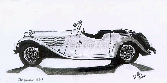 jaguar ss1 vintage car sketch in pencils jaguar ss1 vintage car sketch in pencils