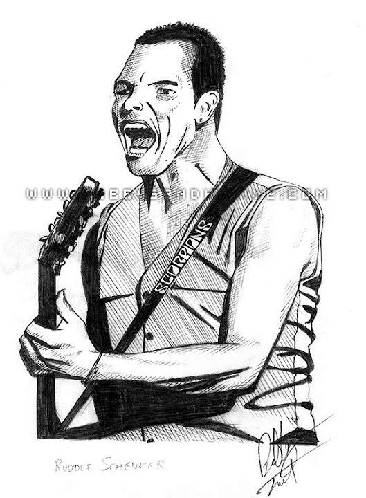 Rudolf Schenker lineart drawing from the scorpions