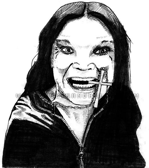 ozzy osbourne pencil drawing as a lineart
