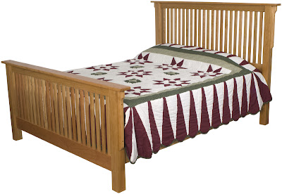 Mission Bed, Oak Hardwood, Rustic Finish