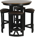 42 Inch Diameter Barcelona Table Shown in Medium and Midnight Oak, Shown with Barcelona Barstools