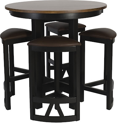 42 Inch Diameter Barcelona Table Shown in Medium and Midnight Oak, Shown with Barcelona Barstools