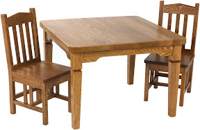Kids Chair and Table in Medium Oak