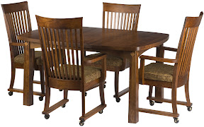 42 x 42 Shaker Table and Lancaster Chairs with Casters, Antique Cherry