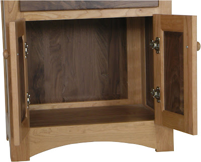 Shaker Nightstand (finished rear panel), Cherry & Walnut Hardwood, Natural Finish