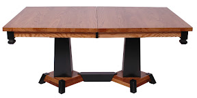 70 x 42 Turin Table, Custom Teardrop Corners, Oak Hardwood, Medium and Midnight Finish