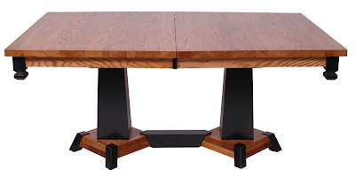 70 x 42 Turin Table, Custom Teardrop Corners, Oak Hardwood, Medium and Midnight Finish
