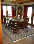 72 x 46 Trestle Dining Table & Lancaster Chairs & Trestle Benches, Oak Hardwood, Lexington Finish