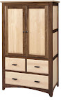 Monticello Armoire, Walnut and Hard Maple Hardwood, Natural Finish
