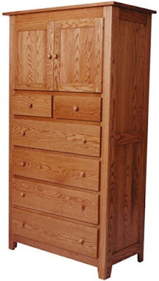 Shaker Armoire, Oak Hardwood, Medium Finish