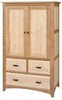 Monticello Armoire, Cherry and Maple Hardwood, Natural Finish