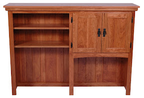 Shaker Hutch (placed on top of desk), Cherry Hardwood, Red Finish