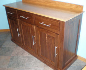 Mission Kitchen Buffet, Walnut and Cherry Hardwood, Natural and Winter Finish