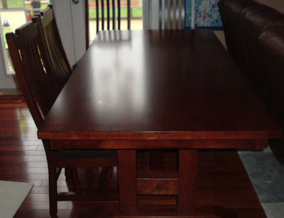 70 x 42 Trestle Dining Table & Mission Chairs, Oak Hardwood, Lexington Finish