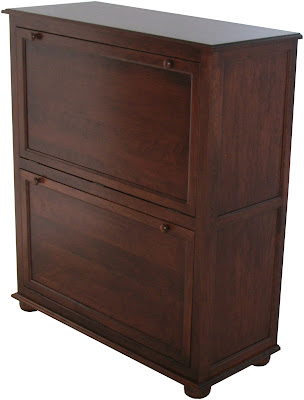 Lotus Shoe Cabinet, Cherry Hardwood, Antique Finish