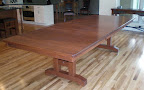 100 x 42 Trestle Dining Table, Oak Hardwood, Autumn Oak