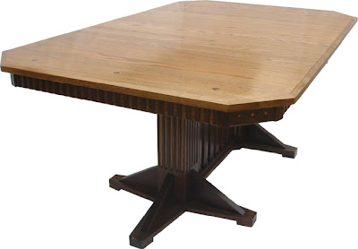 60 x 42 Woodland Dining Table, Custom Mixed Wood Fluting on Skirt Legs and Tabletop, Oak and Walnut Hardwood, Natural Finish