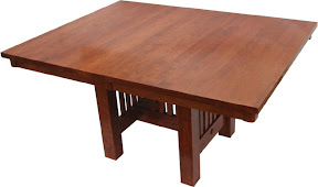 60 x 42 Mission Dining Table, Cherry Hardwood, Red Finish