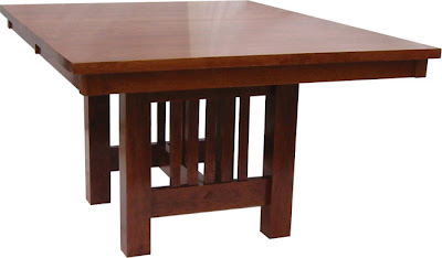 60 x 42 Mission Dining Table, Cherry Hardwood, Red Finish