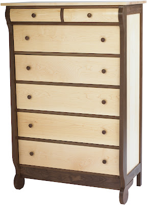 Classic Dresser, Hard Maple and Walnut, Natural Finish.
