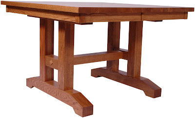 42 x 42 Trestle Dining Table, Oak Hardwood, Medium Finish