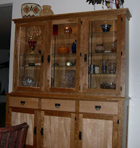 Mission China Cabinet, Birds Eye Maple and Cherry Hardwood, Natural Finish