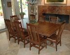 Woodland Dining Table & Mission Chairs, Walnut Hardwood with Single Wood Fluting, Natural Finish