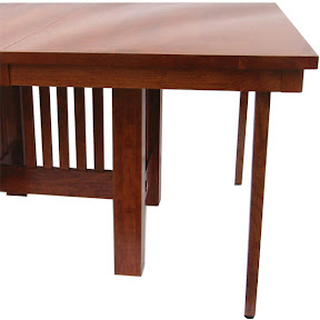 Mission Dining Table, Cherry Hardwood, Red Finish - Dropo Legs Shown