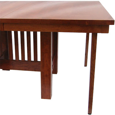 Mission Dining Table, Cherry Hardwood, Red Finish - Dropo Legs Shown