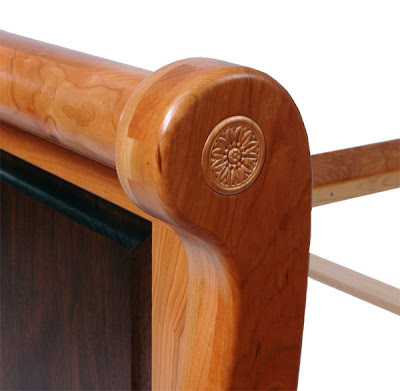 Classic Bed, Cherry and Hard Maple, Natural Finish, Custom Inlay