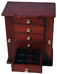 Jewelry Chest, Cherry Hardwood, Antique Finish