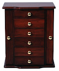 Jewelry Chest, Cherry Hardwood, Antique Finish