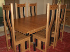Shenzen Dining Table, Shenzen Chairs, Oak Hardwood, Medium & Midnight Finish