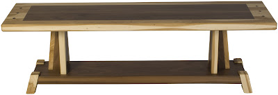 Turin Bench, Custom Border Design, Natural Hickory and Walnut