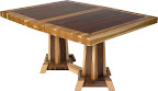 Turin 60 x 42 Dining Table, Custom Timber Edge, Custom Double Border Design, Hickory and Walnut Hardwood, Natural Finish